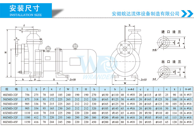 氟塑料磁力自吸泵安装尺寸