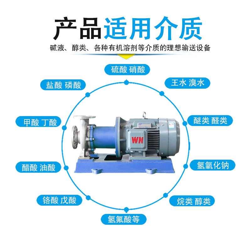 不锈钢磁力泵适用介质
