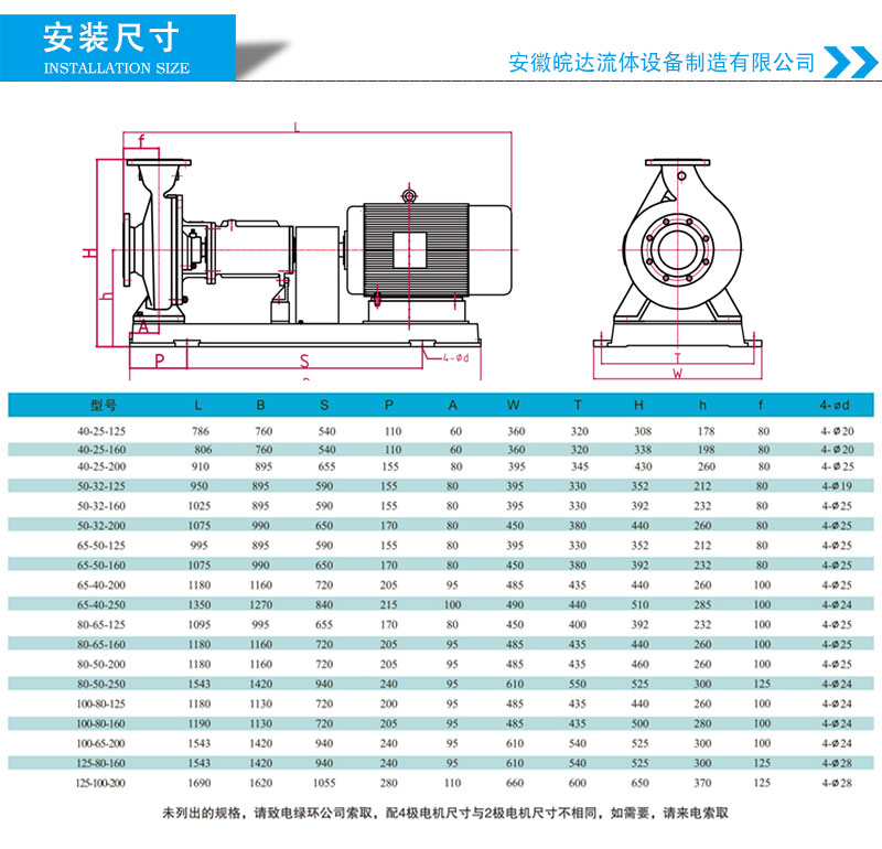 不锈钢离心泵安装尺寸