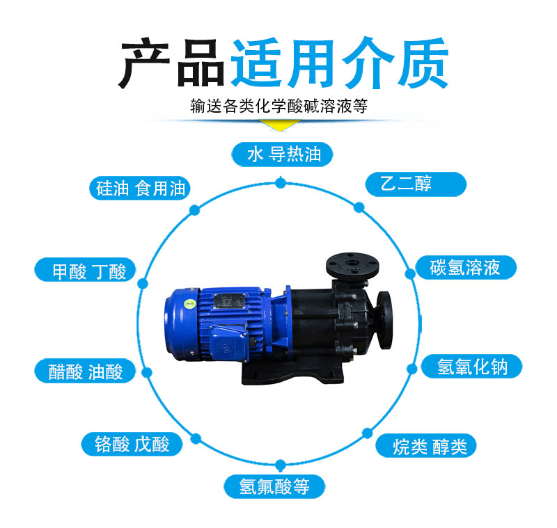 塑料磁力泵适用介质
