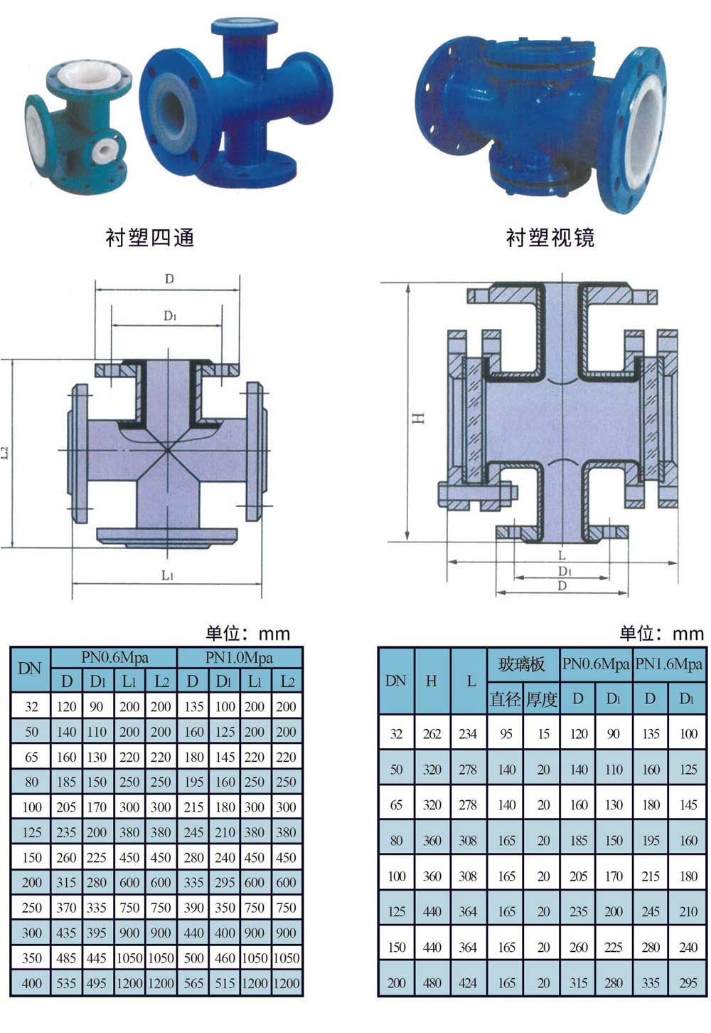 衬塑四通 衬塑试镜